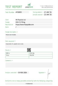 Janoshik test report #106003 – GHK-Cu 50mg