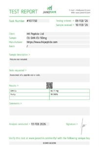 Janoshik test report #107750 – GHK-Cu 50mg