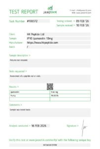 Janoshik test report #108372 – Ipamorelin 10mg