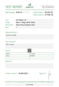 Janoshik test report #148114 – MOTS-c 10mg