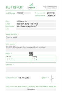 Janoshik test report #169538 – BPC-157 10mg + TB-500 10mg
