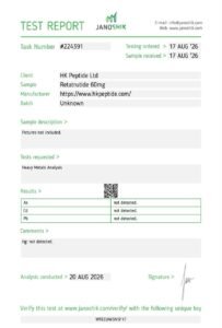 Janoshik test report #224391 – Retatrutide 60mg