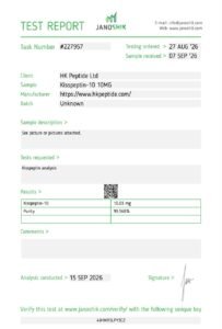 Janoshik test report #227957 – Kisspeptin-10 10mg
