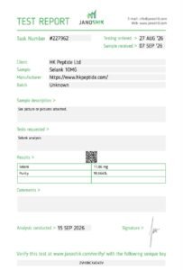 Janoshik test report #227962 – Selank 10mg