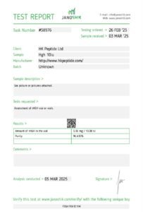 Janoshik test report #58976 – HGH 10iu