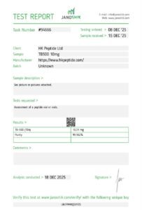 Janoshik test report #94666 – TB-500 10mg