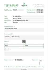 Janoshik test report #95013 – GHK-Cu 50mg